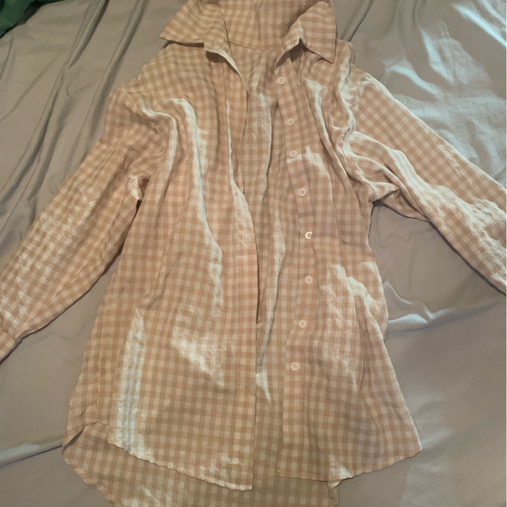 beige button down blouse/jacket